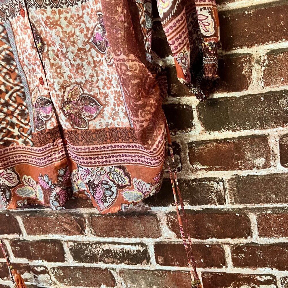 Cream Brand Boho Paisley Button Up Shirt - Size 36 (US Small) - Picture 4 of 9